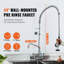 Robinet commercial avec pulvérisateur de pré-rinçage, hauteur 44 po, centre 8 po, bec pivotant de 12 po, robinet d'évier de cuisine mural, dispositif en laiton avec douchette rétractable, pour évier 1/2/3