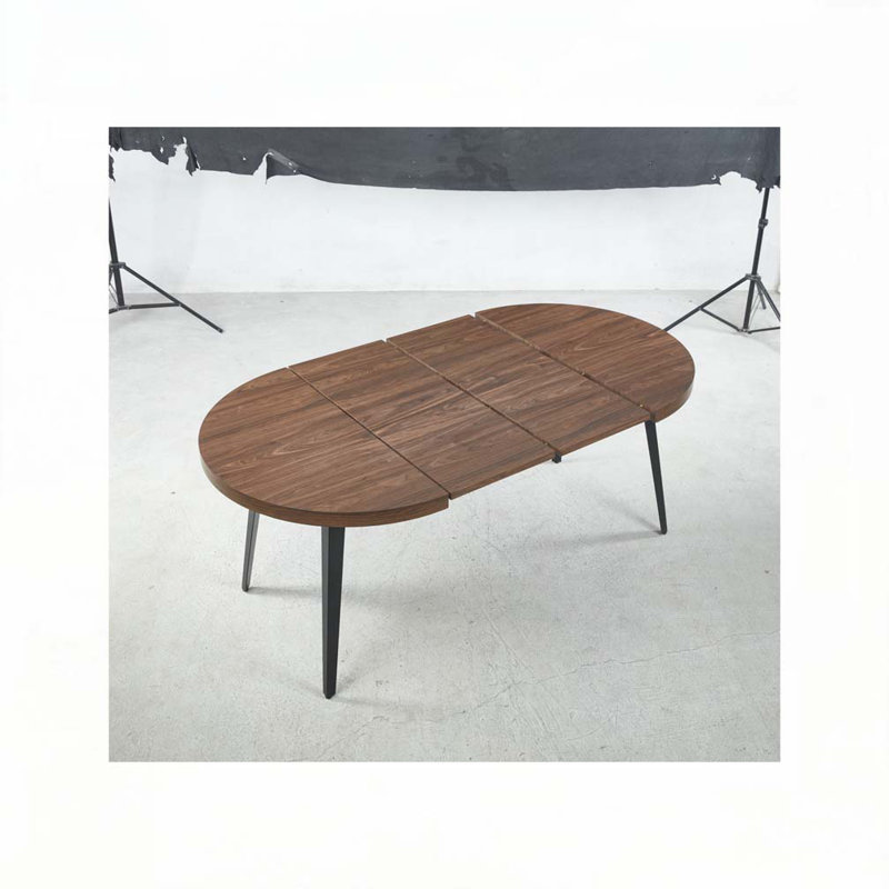 Table de salle à manger extensible, Noyer / noir