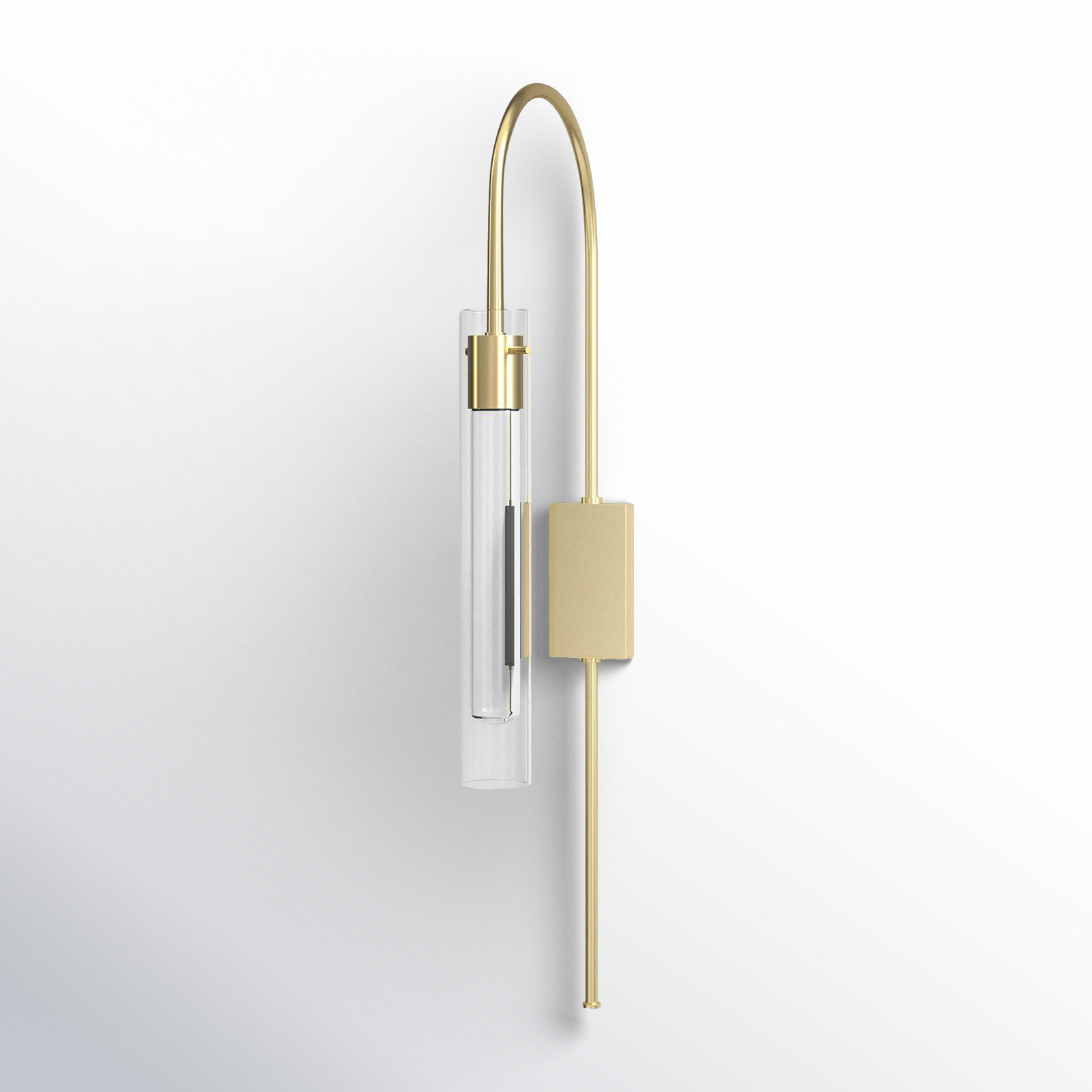 Valerie Single Light Glass Dimmable Plug-in Wallchiere, Aged Brass