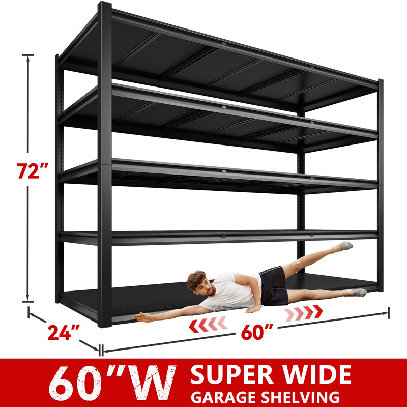Étagère de garage Musema, tablettes de rangement 3000 lb, étagère réglable en métal à 5 niveaux, H 72 po x l 60 po x P 24 po
