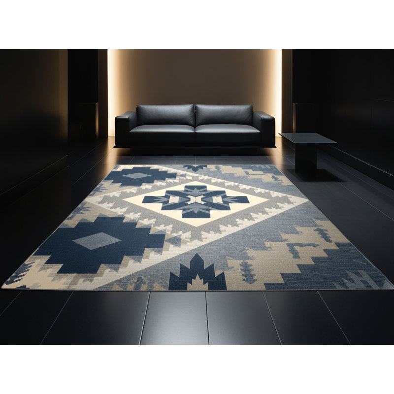 Tapis gris moelleux doux à motif de blocs d'inspiration mondiale Teterboro, 2x4