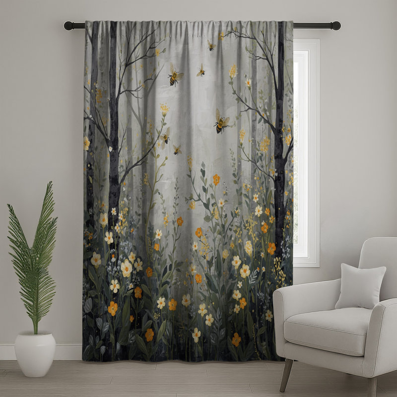 Rideaux de fenêtre Forest, Wildflowers, 50" x 80" - 1 Panel, Sheer