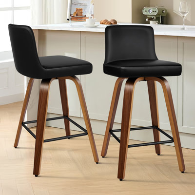 Swivel Upholstered Counter Stool with Solid Wood Frame