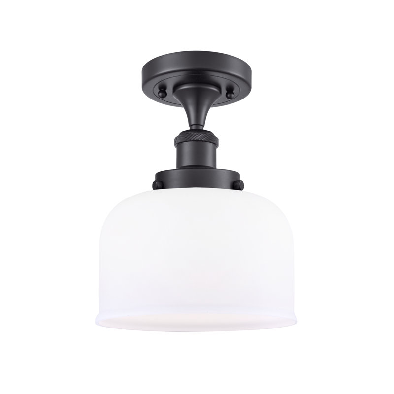 Plafonnier semi-encastré 1 lumière 8 po, Ampoule non incluse, Blanc mat, Noir mat