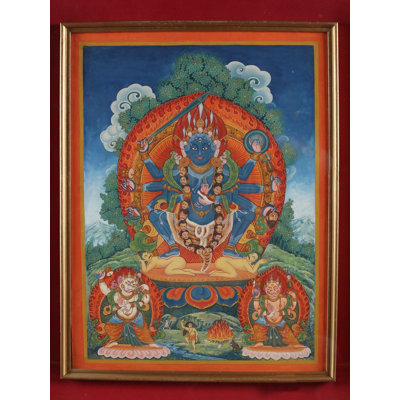 Newari Goddess Bhadrakali (Brocadeless Thangka) | Water Color On Cotton