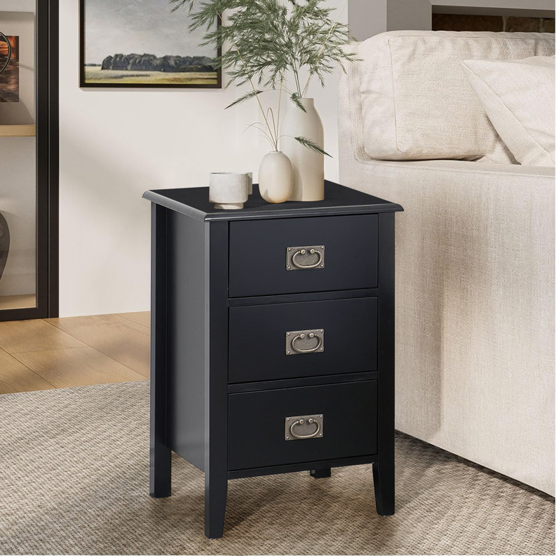 Alaeyah Modern Versatile Nightstand With Drawer Storage For Bedroom Bedside Table For Small Space, Black