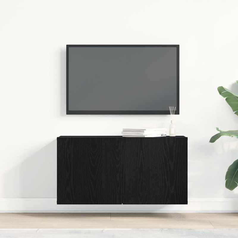 TV Cabinet Black Oak Engineered Wood, 41cm H x 80cm L x 30cm W