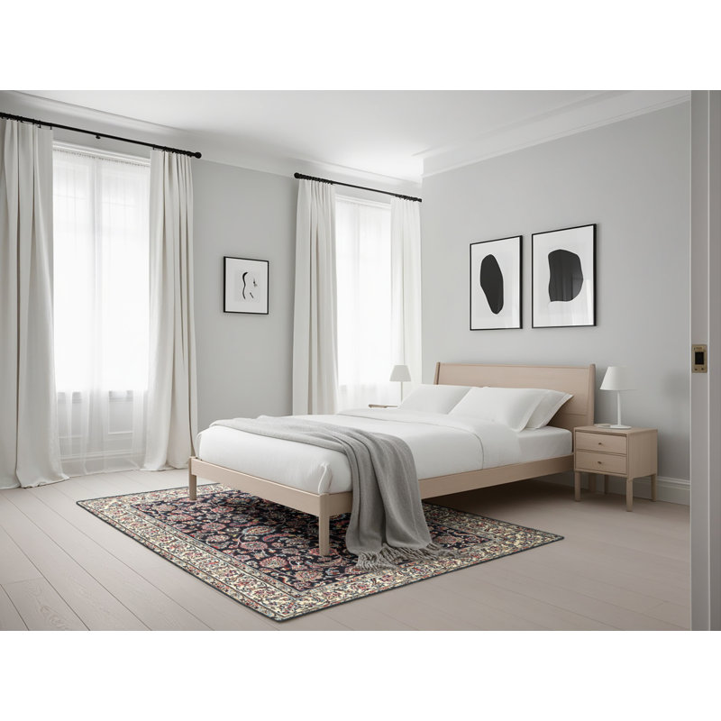 Tapis noir/bleu vert/gris traditionnel, Rectangle 5 pi x 7 pi