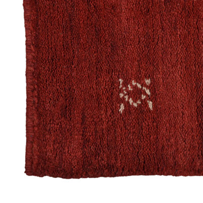 Onna Hand Knotted Loom Wool Eco-Friendly Area Rugs - Runner, Red White Color, Contemporary Modern Design, High Pile Thick Handmade Anti Skid Area Rugs for Living Room, Bed Room