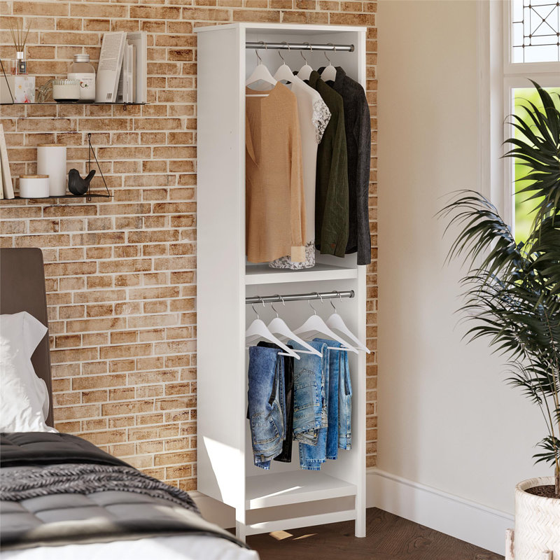 Illyria 2-Shelf Double Clothing Rod Closet Tower, 83.43" H x 23.7" W x 16.06" D