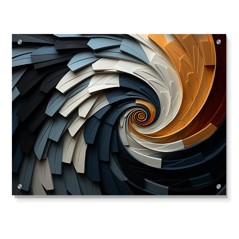 «Geometric Spiral III - Abstract Spirals», art mural en acrylique, H 12 po x l 20 po