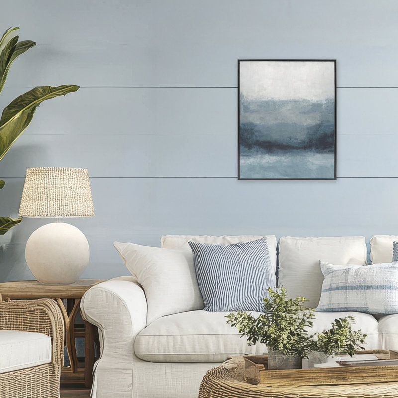 Giclée encadrée dégradé bleu brumeux, design par Hannah Dawson, H 20 po x l 16 po, Giclée encadrée noir minuit
