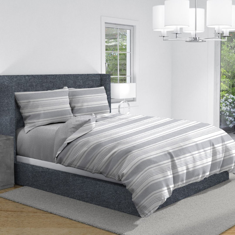 Cotton Striped Duvet Cover Set with Pillowcases