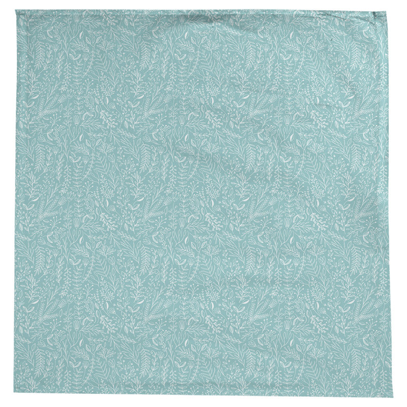 Leffel Ditsy Floral Pattern Tablecloth, Teal/White