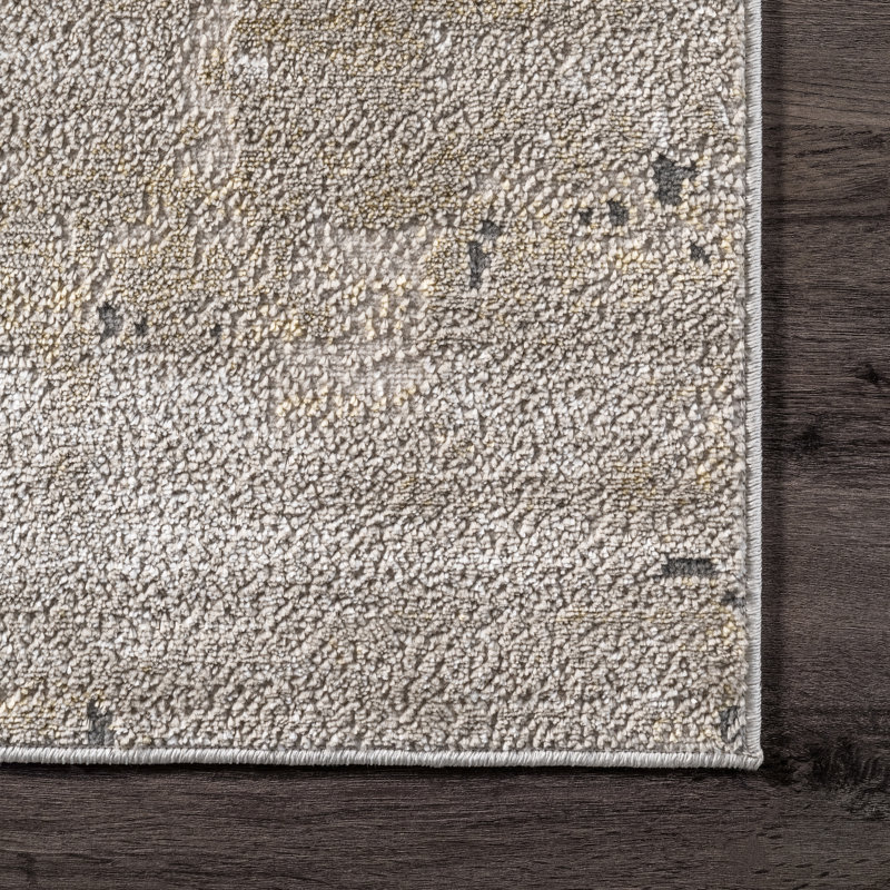 Tapis abstrait beige / gris, Rectangle 5 pi x 8 pi