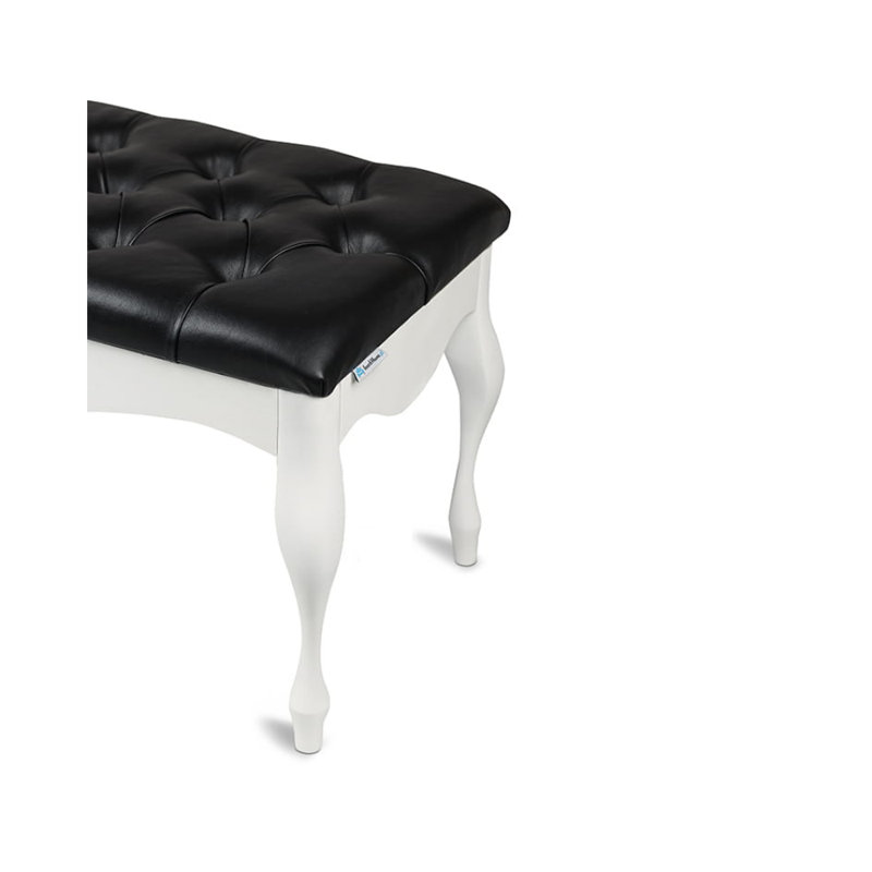 Faux Leather Upholstered Bench, Black/White