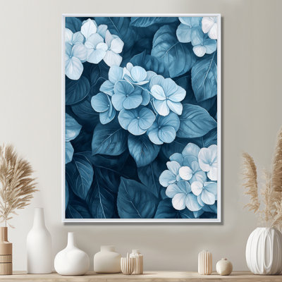 Monogramme d'hydrangées monochromes - art mural hortensias