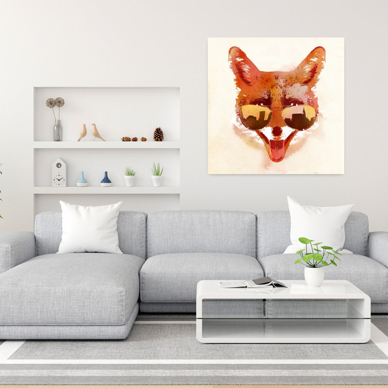 Big Town Fox, art urbain contemporain, H 36 po x l 36 po