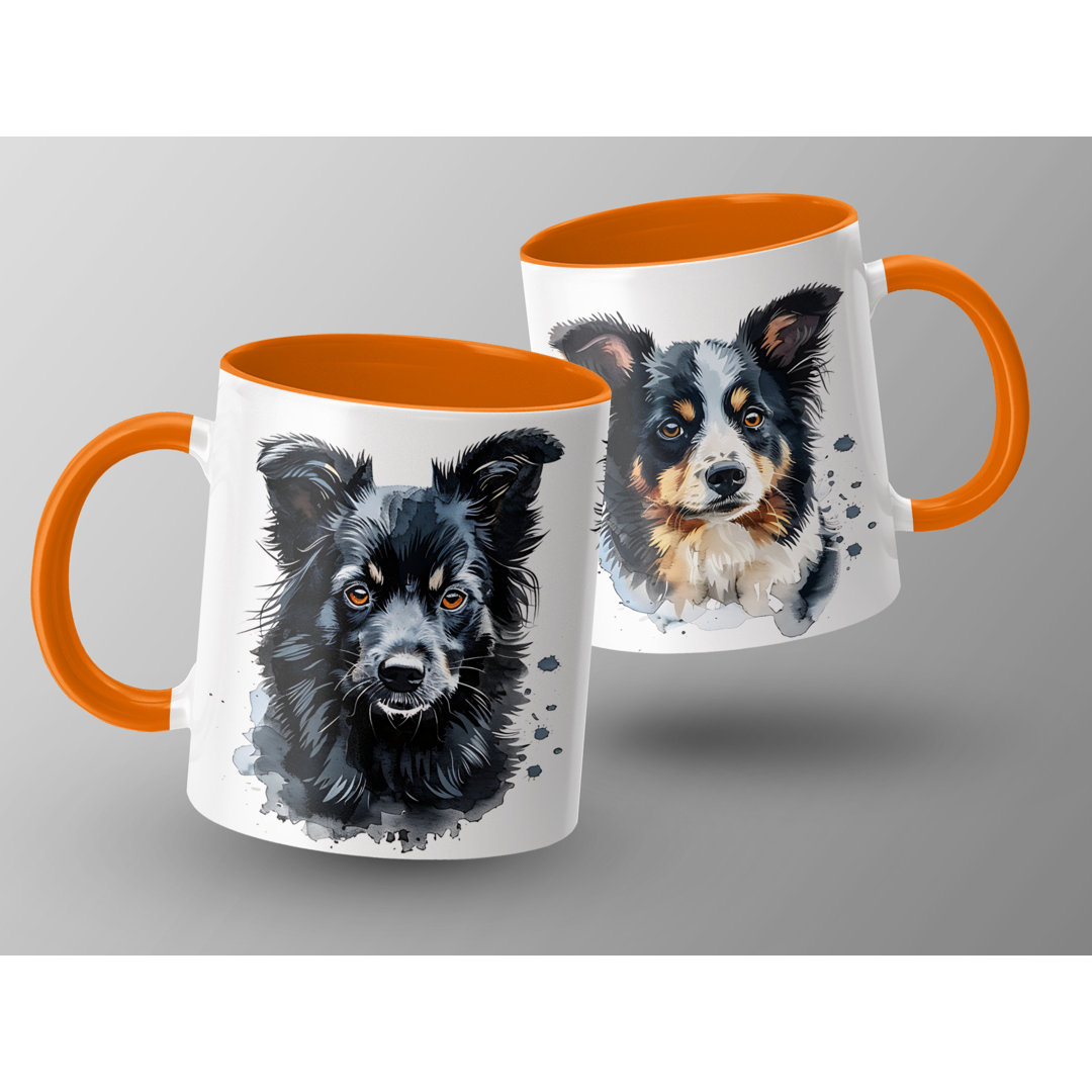 Watercolor Border Collie Design 11oz Coffee Mug