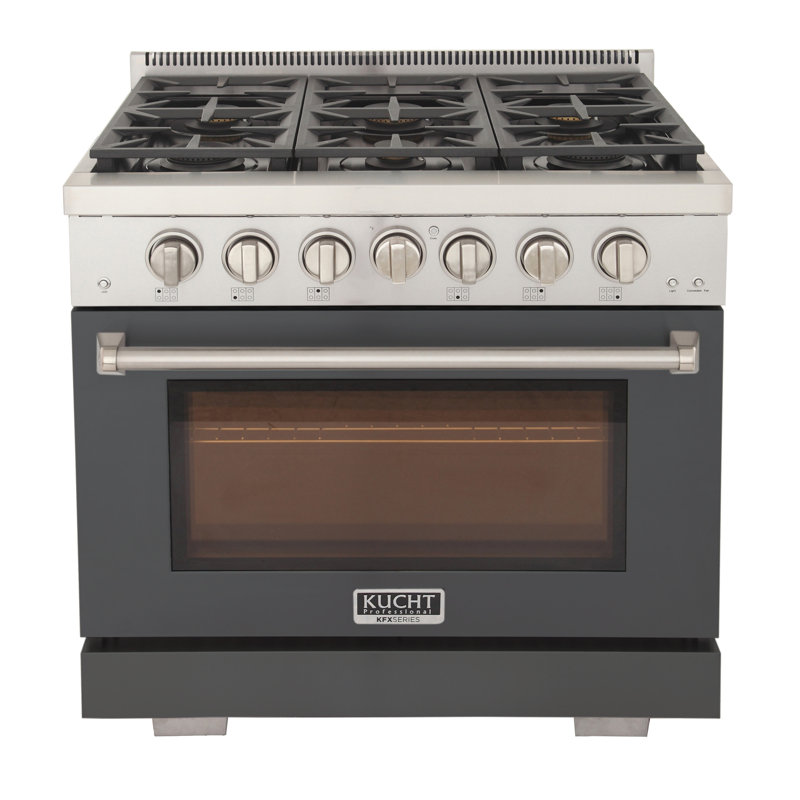 Kucht 36'' W Free Standing Range, Liquid Propane, Gray