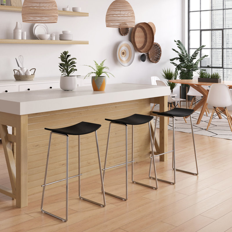 Tabouret de bar et de comptoir Runda, Tabouret de comptoir (hauteur de siège de 27 po), Blanc