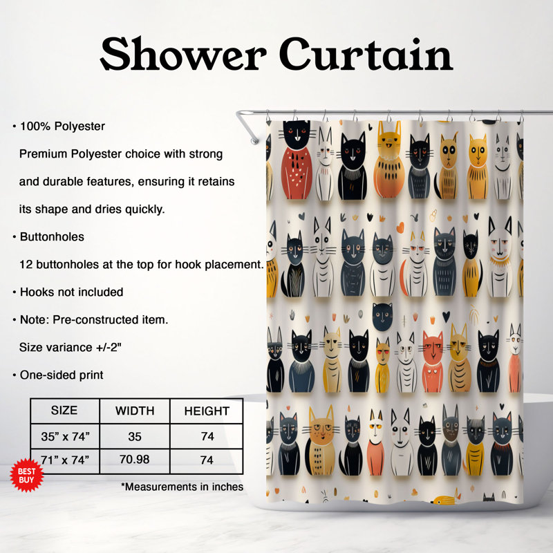 Haunted Kitties - Rideau de douche Premium, H 74 po x l 71 po