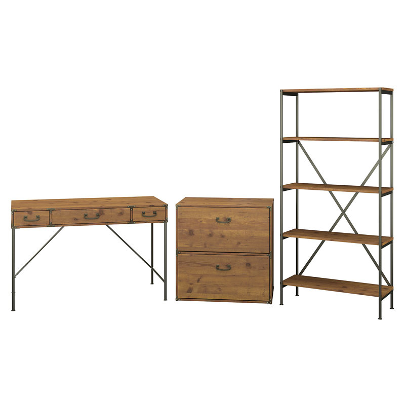 Ensemble de bureau 3 pièces Conway, Pin doré rétro