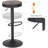 Swivel Wood Seat Bar Stools Adjustable-Height Backless Counter Stool With Metal Frame-1092168744