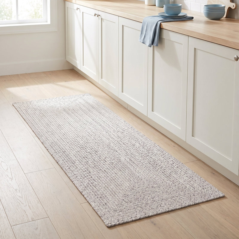 Tapis tressé Angier pour intérieur/extérieur - Ivoire/Gris, Ivoire / gris, 3 pi x 5 pi