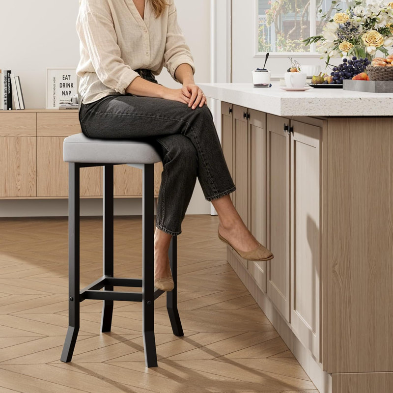 24.6'' Bar Stools, Premium Faux Leather Barstools with Irregular Legs