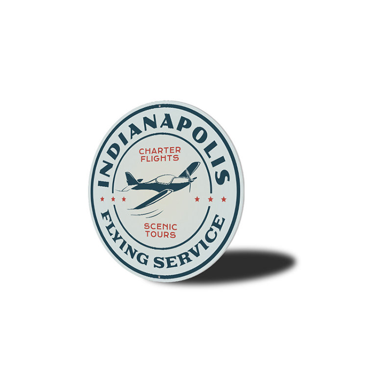 Enseigne en aluminium Indianapolis Flying Service, H 18 po x l 18 po x P 0,06 po