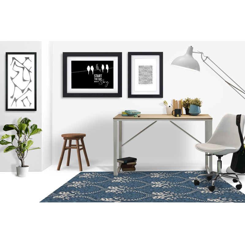 Tapis de chaise rectangulaire Novelle, L 48 po x L 72 po, Gris acier