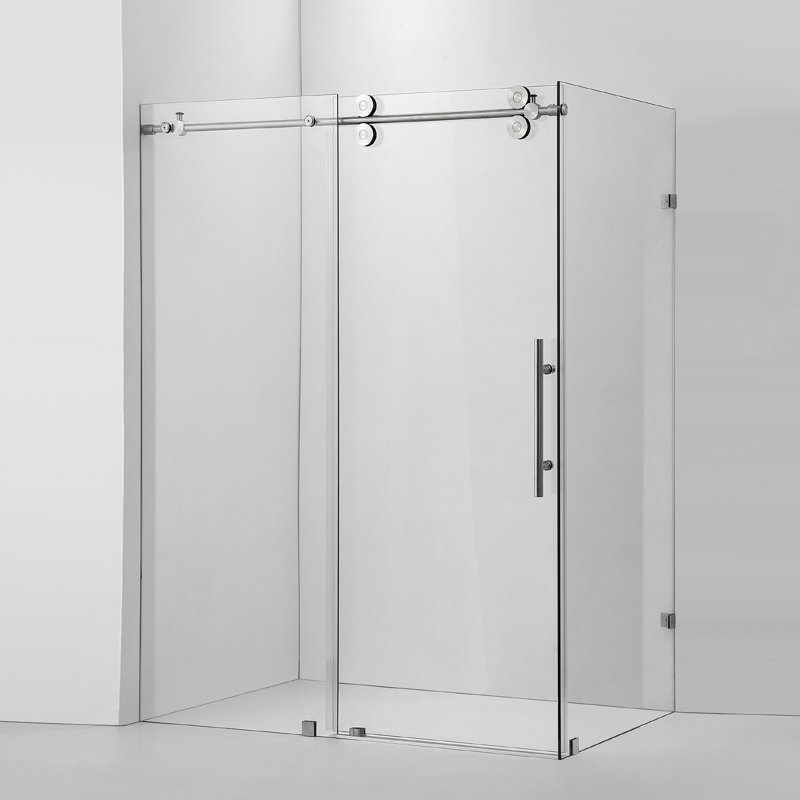 Cabine de douche rectangulaire sans cadre l 52 po x P 36 po x H 78 po, Nickel brossé