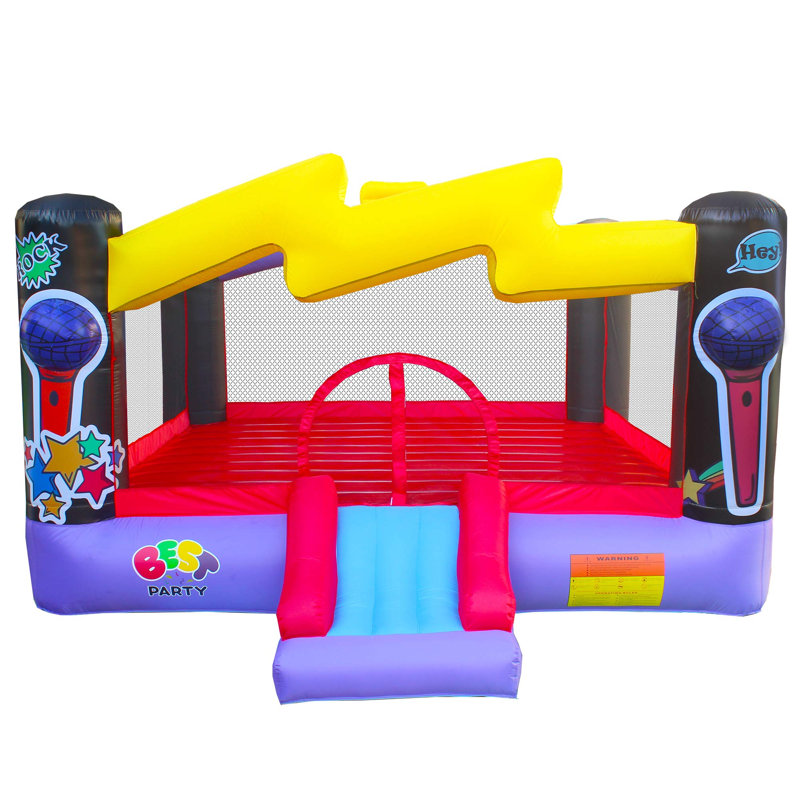 Multicolored Inflatable Bounce House with Slide and Air Blower