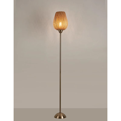Luminaire d'appoint debout moderne en bambou tissé