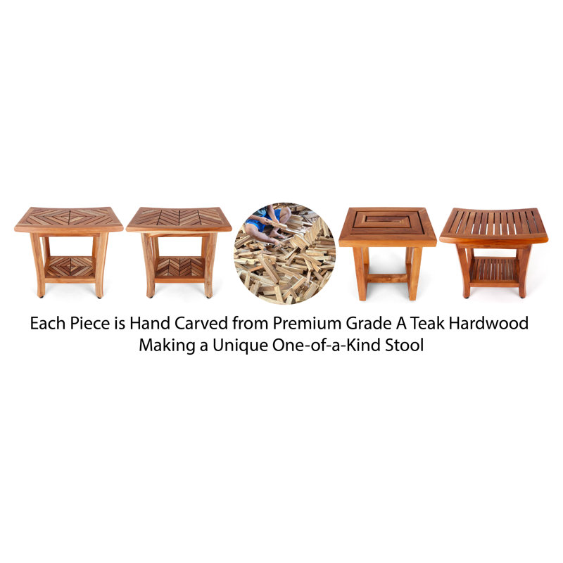 Chevron Pattern Teak Wood Indoor/Outdoor Shower Bench