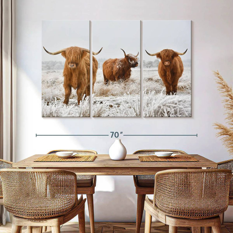 Three Highland Cows, 42" H x 65" W