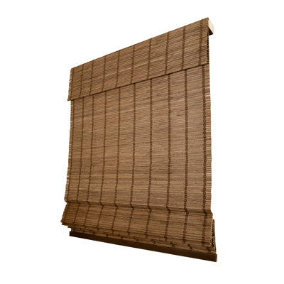 Cordless Light Filtering Woven Wood Bamboo Roman Shade with Valance