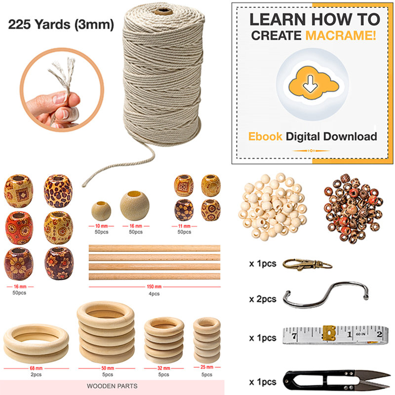 Beginner Macrame Kit with DIY Macrame Supplies & Ebook