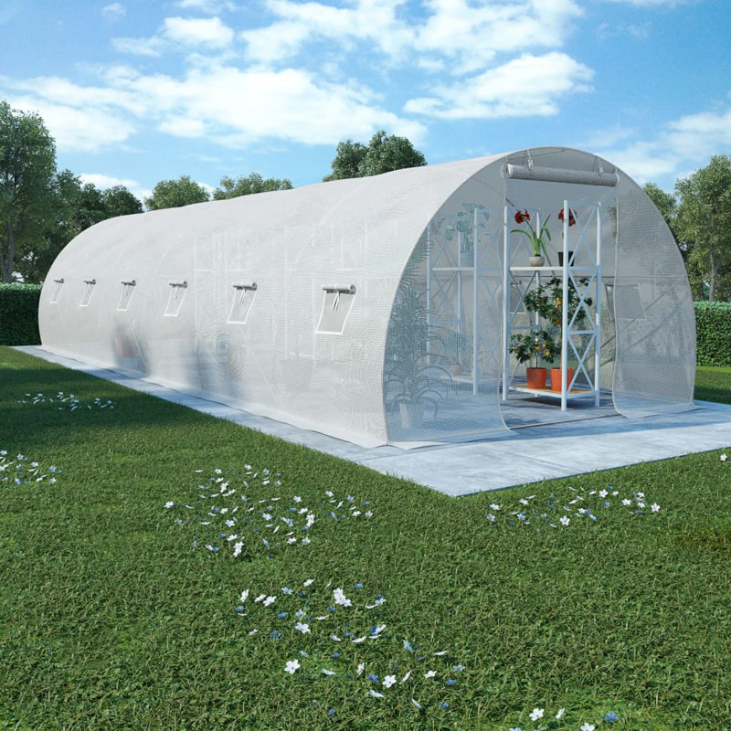 vidaXL Greenhouse 48.4 ft² 118.1"x59.1"x78.7", 78.7"H x 118.1"W x 59.1"D, White
