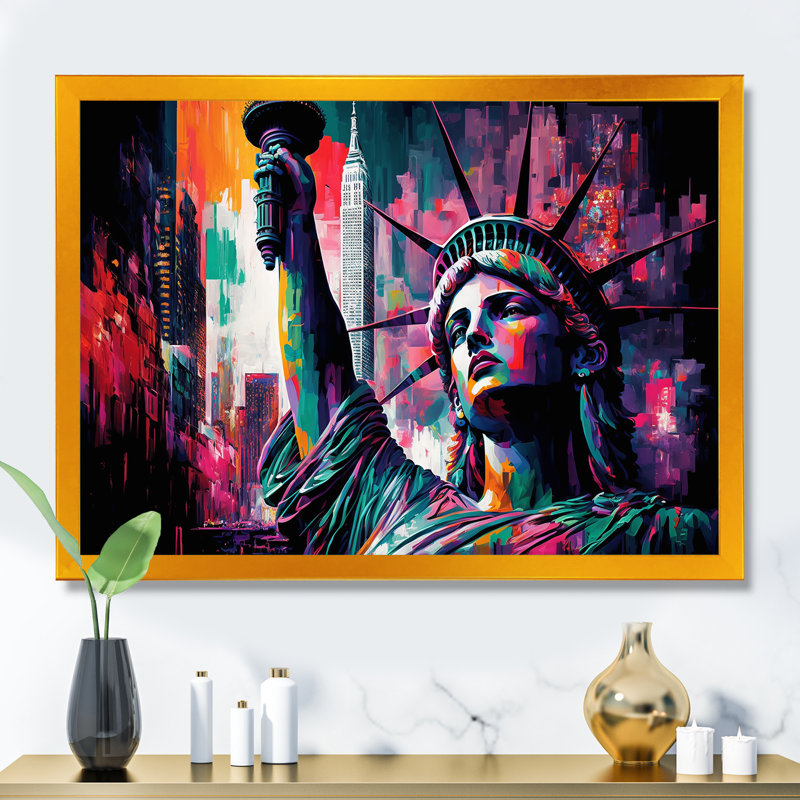 «New York Lady Liberty III», reproduction sur toile, H 30 po x l 40 po x P 1,5 po, Impression dorée sur toile encadrée