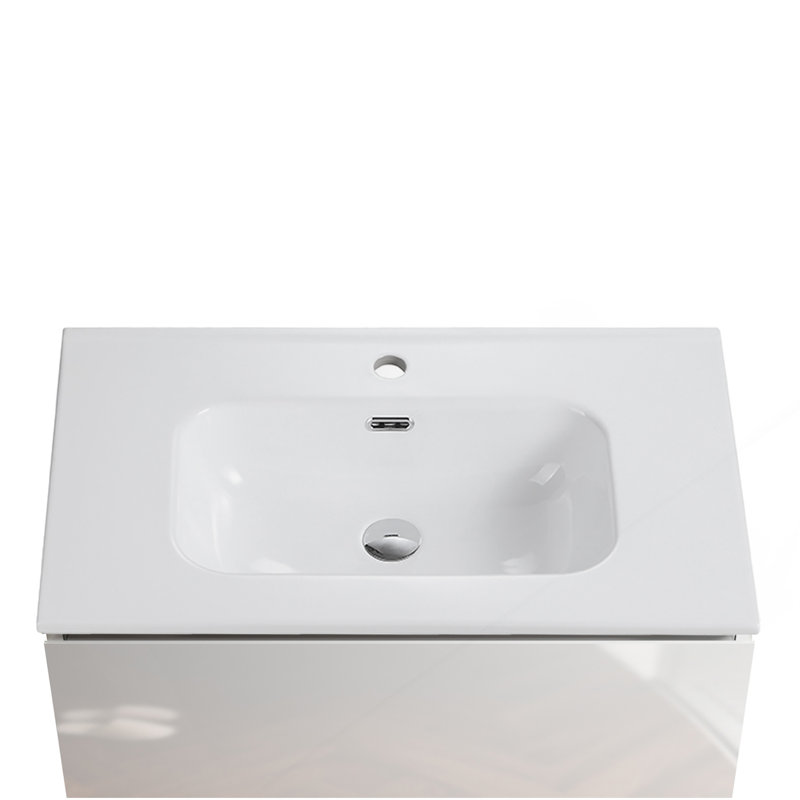 Integrated White Ceramic Basin, Drain Not Included