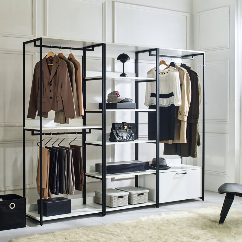 Armoire blanche avec structure en métal - Rangement en profondeur, résistance à l'eau et à la chaleur, anti-rayures, compartiments de rangement supplémentaires pour système de rangement E0, Rouille,