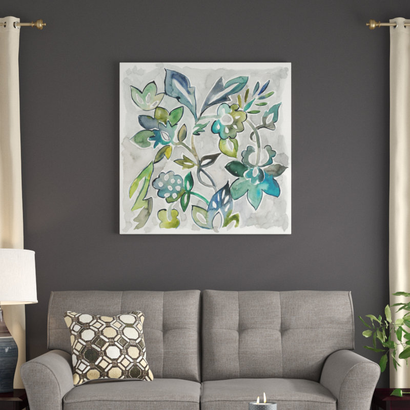 Sapphire Vine I by Chariklia Zarris - Wrapped Canvas Painting, 91cm H x 91cm W