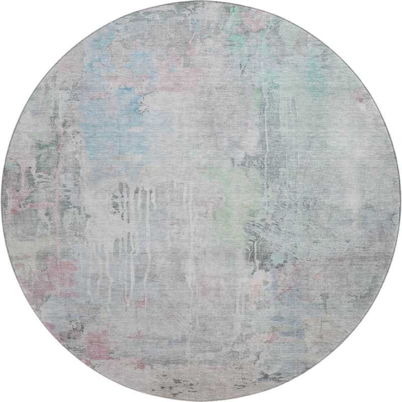 Premium Machine Washable Kelton AMF1233 Abstract Rug, Round 8'