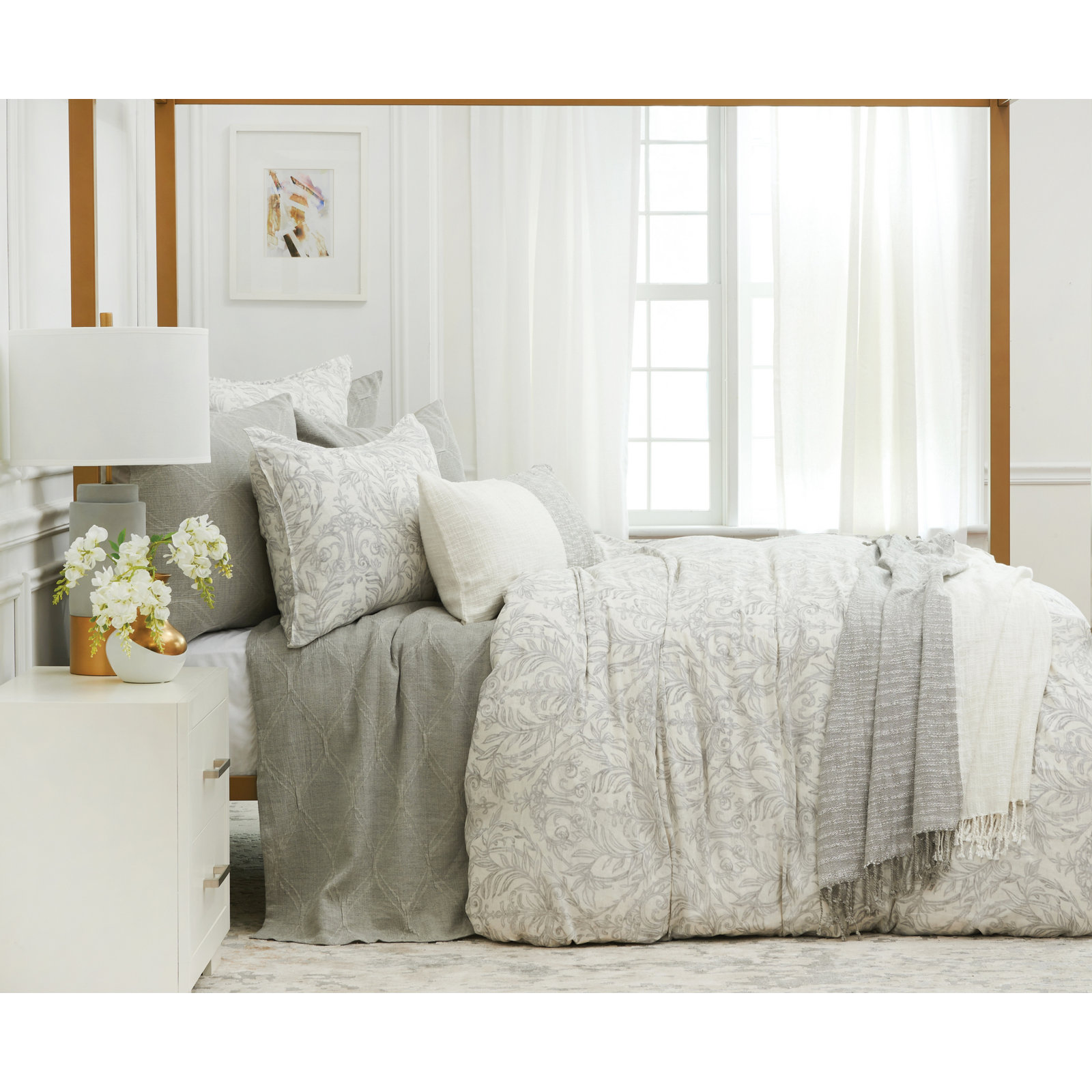 Barry Single Coverlet, Queen Coverlet, Gray