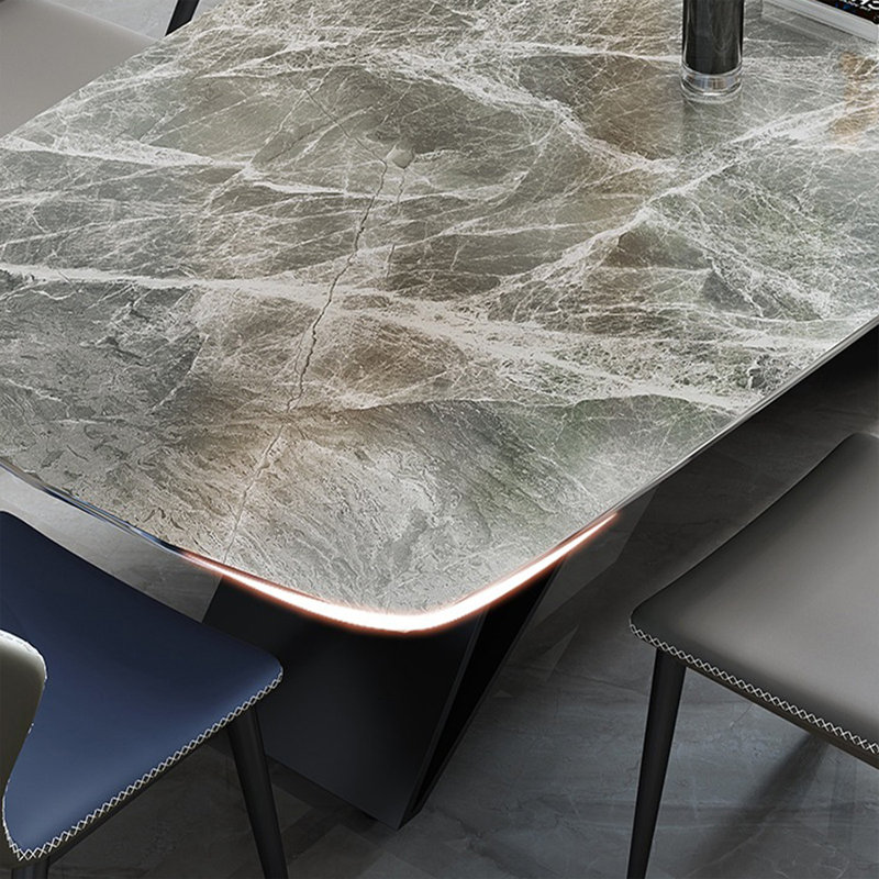 Table de salle à manger noire en acier fritté et en acier au carbone, H 29,53 po x L 62,99 po x l 35,43 po