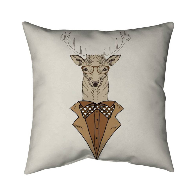 deer with brown coat - 26"x26" Throw pillow - Poly twill - Print on demand, 26" x 26", Polyester/Polyfill