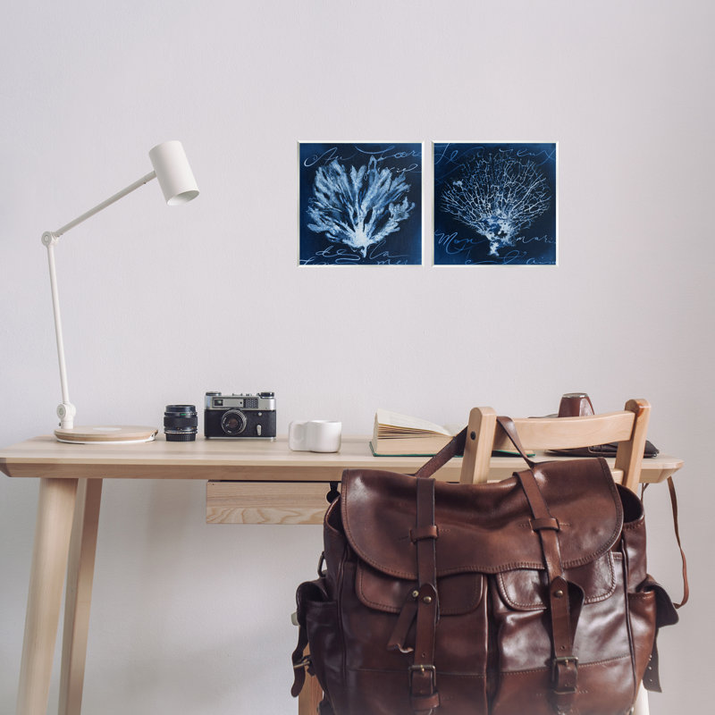 Ensemble de 2 plaques murales bleu foncé par Liz Jardine