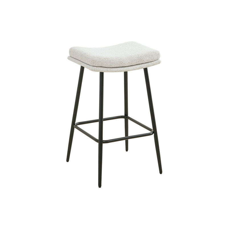 26" Upholstered Backless Saddle Bar Stool with Metal Frame, Black, 3